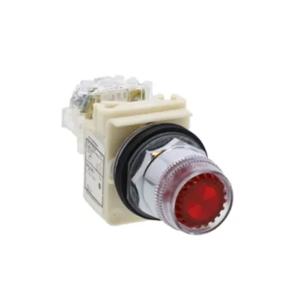 Buton Luminos Rosu Ø 30 - Incastrat, Cu Revenire, Protectie - 120V - 1Di