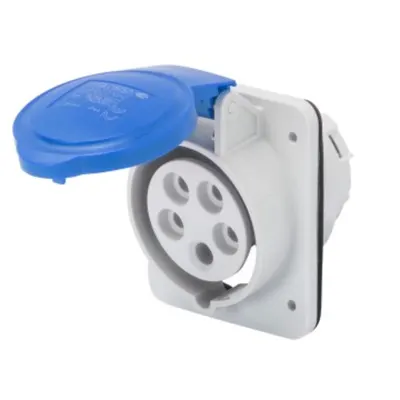 Priza industriala incastrata 10° HP - IP44/IP54 - 3P+N+E 32A 200-250V 50/60HZ - BLUE - 9H - Strangere cu surub