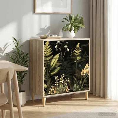vidaXL Comodă cu sertare RHENEN Desen cu junglă tropicală Sonoma