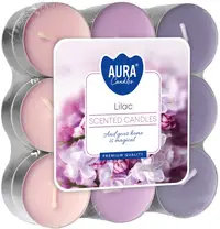 Lumânări parfumate de ceai Bispol Aura - Lilac, 18 bucăți