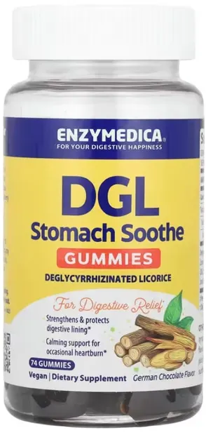 DGL Stomach Soothe Gummies, ciocolată, 74 tablete de jeleu, Enzymedica