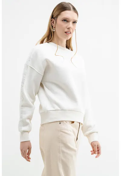 Bluza de trening cu logo pe piept - Alb murdar