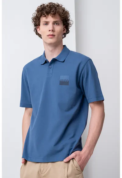 Tricou polo cu logo Dusplity - Albastru lavanda