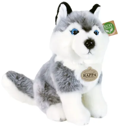 Jucărie de pluș Rappa Eco Friends - Husky așezat, 30 cm