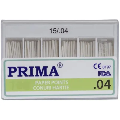 Conuri din Hartie Absorbanta ISO 15, Alb, Marimea 4, pentru Uscarea Canalelor Radiculare, 60 Bucati
