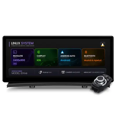 Navigatie BMW X3 E83 (2004-2009), Linux OS OEM, Varianta iDrive, CarPlay Android Auto Wireless, MirrorLink, Camera AHD, 12.3 Inch
