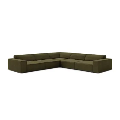 Colțar modular kaki cu tapițerie din catifea (în formă de ”L”) Jodie – Micadoni