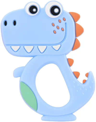 Dispozitiv de dentitie din silicon Lorelli Baby Care - Dino Lucky, albastru
