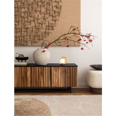 Veioza KAMEN Natural Lemn colour Nisipiu Negru Metal LED E14 1x5 Wat 230 Volt IP20 Fara bec Intrerupator On/Off