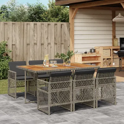 Gossi set mobilier de gradina cu perne, 7 piese, gri, poliratan