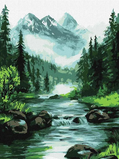 Set pentru pictură după numere Ideyka - Misterul muntelui, 30 x 40 cm