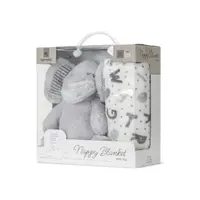 Paturica moale cu jucarie din plus, Lorelli Nappy, 90 x 75 cm, Elefant, Grey
