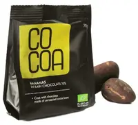 Banane organice în ciocolată crudă, 70 g, Surovital