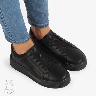 Pantofi Casual de dama din Piele Naturala CRL1222 NEGRU