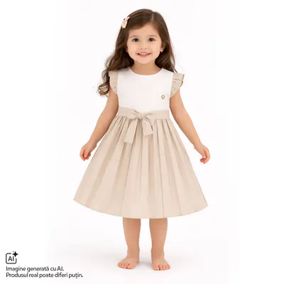 Rochie copii Chicco, Bej cu model, 01245-70MC