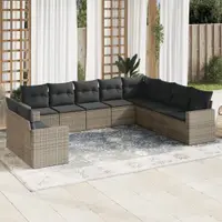 Gossi set mobilier de gradina cu perne, 10 piese, gri, poliratan