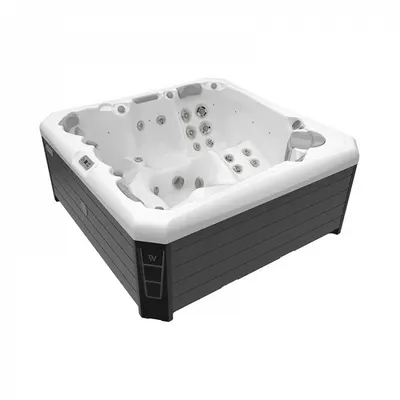 Minipiscina 5 persoane 218 218 cm alba cu hidromasaj, acril, Wellis, Palermo CityLife Deluxe
