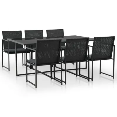 Gossi set mobilier de exterior cu perne, 7 piese, negru, poliratan
