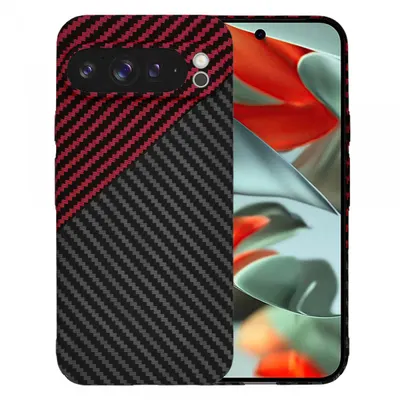 Husa pentru Google Pixel 9 Pro XL, Techsuit, Carbonite FiberShell, Neagra Rosie