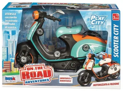 Scuter de asamblat RS Toys - Vespa, verde/portocaliu