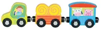 Jucărie din lemn Goki - Tractor cu remorcă, cu conexiune magnetică