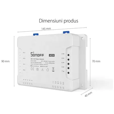 Releu inteligent Sonoff 4CHR3, Wireless, 4 canale, compatibil Alexa/Google Home 6920075775822