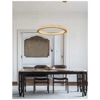 Lampa suspendata FIORE Antique Auriu Brass Aluminiu & Acrylic LED 40 Wat 230 Volt 2139Lm 3000K IP20
