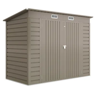 Outsunny Adăpost de Grădină 8 x 4FT din Metal, cu Uși Duble și 2 Ventilații, Gri | Aosom Romania
