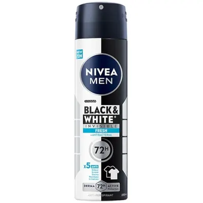 Deodorant Spray Nivea Men Invisible Black & White Fresh, 200 ml