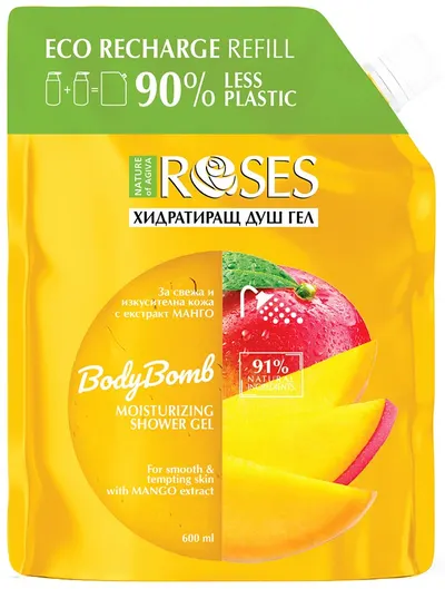 Nature of Agiva RosesGel de duș hidratant Body Bomb, umplutură , 600 ml
