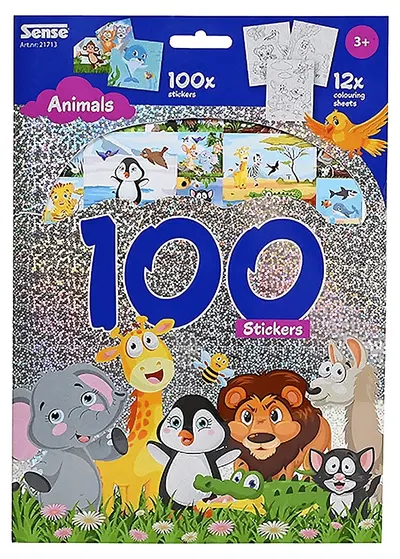 Carte de colorat Sense - Animale dulci, cu 100 de abțibilduri holografice