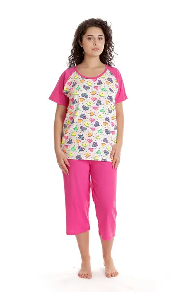 Pijama 3/4 dama AV2416 ciclame/multicolor hearts, Andana | marimea S