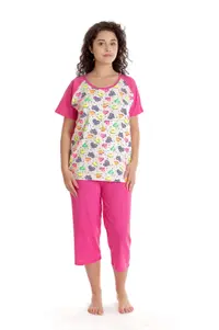 Pijama 3/4 dama AV2416 ciclame/multicolor hearts, Andana | marimea S