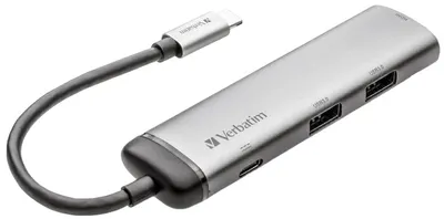 Hub USB Verbatim - Multiport Hub, 4 porturi, USB-C, gri