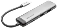 Hub USB Verbatim - Multiport Hub, 4 porturi, USB-C, gri