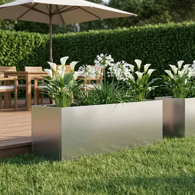 vidaXL Vază pentru Grădină Argintiu 80 x 30 x 30 cm Oţel inoxidabil