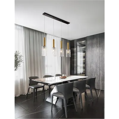 Lampa suspendata CERTA Alama aurie & Negru Metal Clear Structured Sticla LED E27 4x12W 230V Fara bec IP20