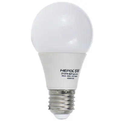 Bec LED HEPOL, forma A60, E27, 5W, 30000 ore, lumina calda