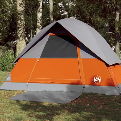 vidaXL Cort de camping cupolă 3 persoane, gri și portocaliu, impermeabil