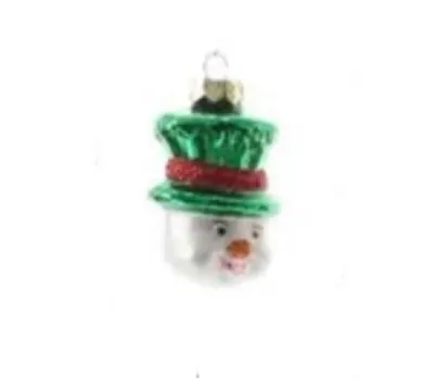 Decoratiune pentru brad - Figure Glass - Snowman Green Hat - Om De Zapada Cu Palarie Verde
