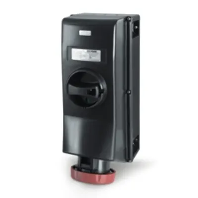 Priza interblocabilan63A 3P+E 10h >50V 100-300Hz II 2GD 170X380MM_PAR terminal cu surub Cu interblocaj mecanic