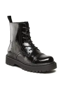 Ghete fete - piele ecologica - negru - fermoar -