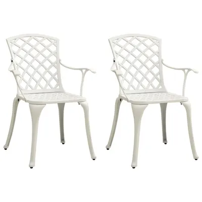 Gossi scaune de gradina, 2 buc., alb, aluminiu turnat