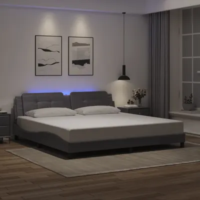 vidaXL Cadru de pat cu LED fără saltea, Zadar, gri, 200x200 cm