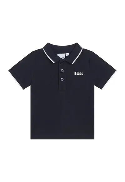 Tricou polo din bumbac - Alb/Negru