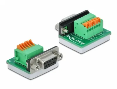 Bloc terminal D-Sub 9 pini mama cu Push button orizontal, Delock 66557