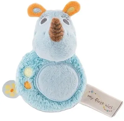 Jucărie moale cu zornaitoare NICI - Manufi Rinocerul, 12 cm