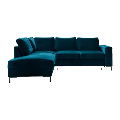 Colțar turcoaz extensibil cu tapițerie din catifea (cu colț pe partea stângă ) Lofty Lilly – Miuform