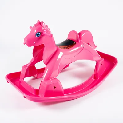 Calut balansoar pentru copii Doloni Pink, design ergonomic, cu manere de siguranta si sezut confortabil, dimensiune 89.7 x 53.1 x 55 cm