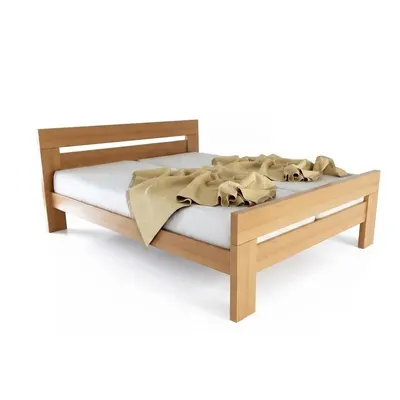 Pat matrimonial în culoare naturală din lemn de fag cu somieră 180x200 cm Fiorentino – B.E.S.